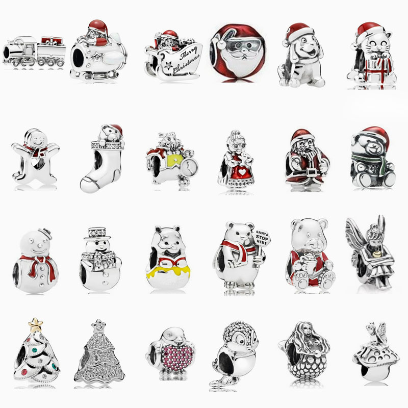 Factory direct pan luxuryreplica 925 sterling silver animal Christmas snowman train gift box hanging beads DIY accessories beads