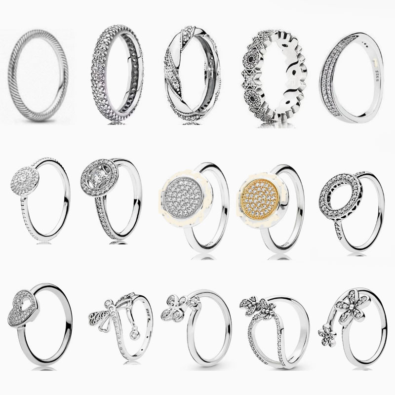 Factory direct pan luxuryreplica 925 sterling silver flowers four-leaf bright halo series lovers ring