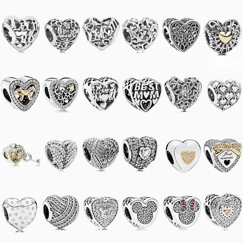 Factory direct pan luxuryreplica 925 silver love shape bow wings hanging beads DIY accessories beads