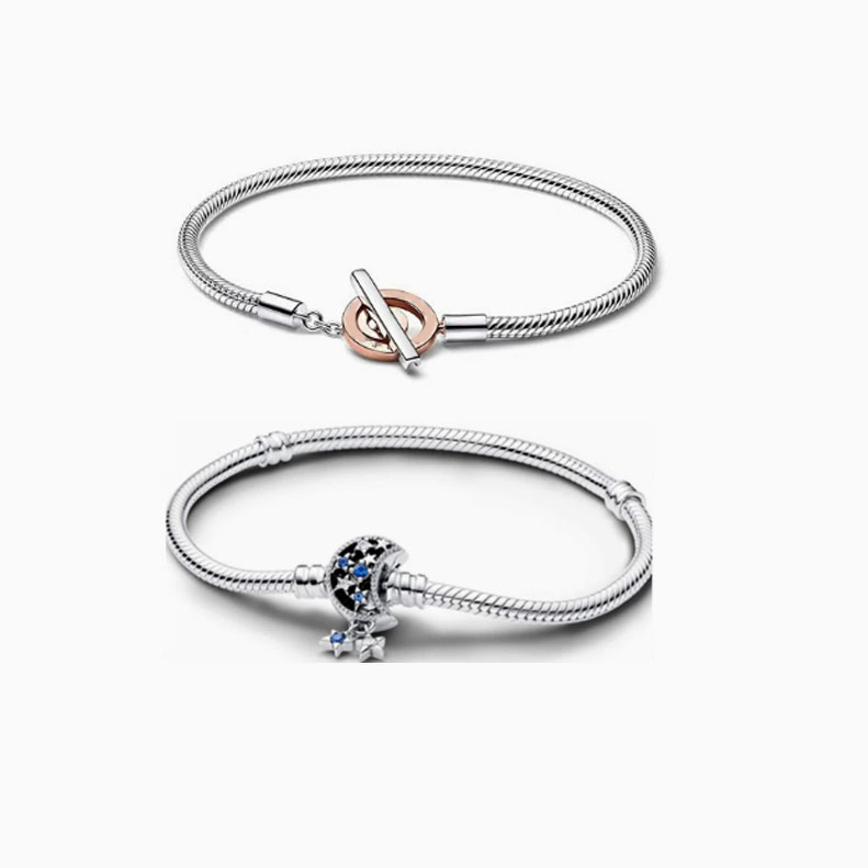 pan luxuryreplica Moon Buckle Oto Buckle Bracelet pan  luxuryreplica Basic Snake Bone Bracelet 925 Sterling Silver Foreign Trade