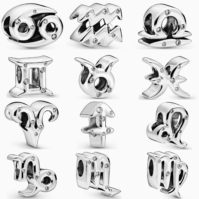 Factory direct pan luxuryreplica 925 sterling silver twelve constellation series Joker hanging beads DIY accessories loose beads