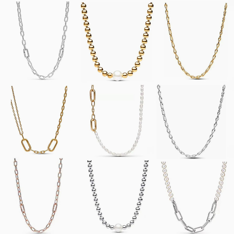pan luxuryreplica 925 Sterling Silver Necklace Me Series Lock Head Chain Women's Pearl Necklace DIY Basic Clavicle Chain Women