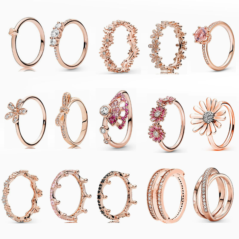 pan  luxuryreplica Rose Heart-to-Heart Love Bean Sprouts All-Match Couple Ring Matching Ring