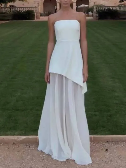 Tube Top Spliced ​​Dress with Scarf