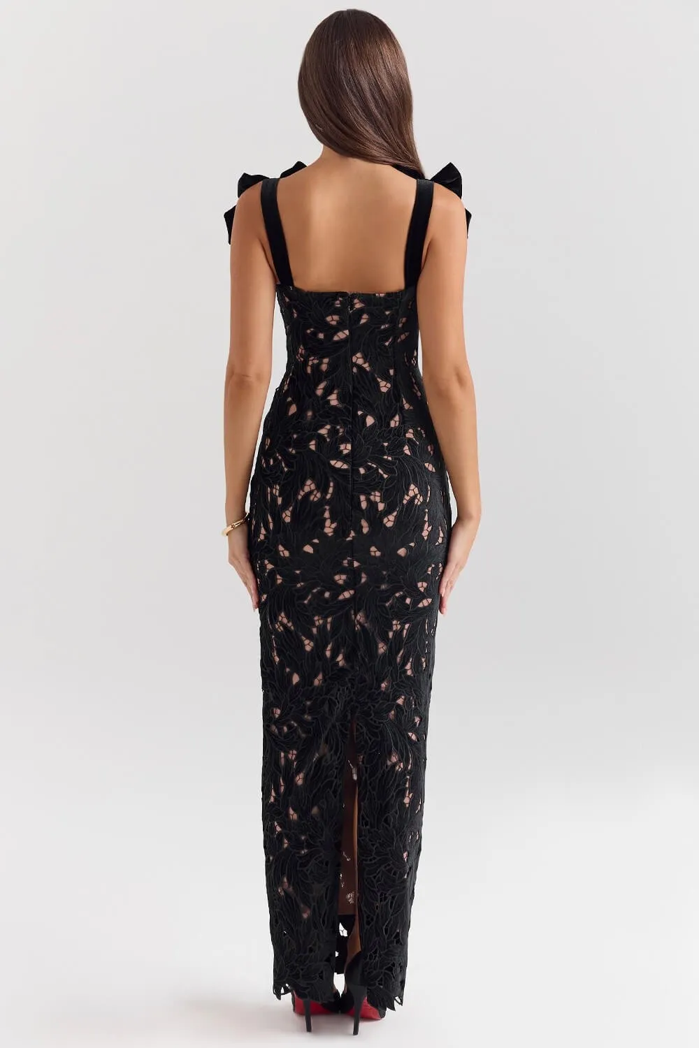 Elegant Bow Strap Festive Maxi Dress