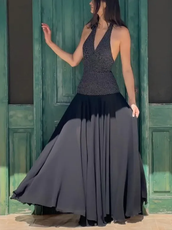 Personalized Polka Dot Print V-neck Maxi Dress