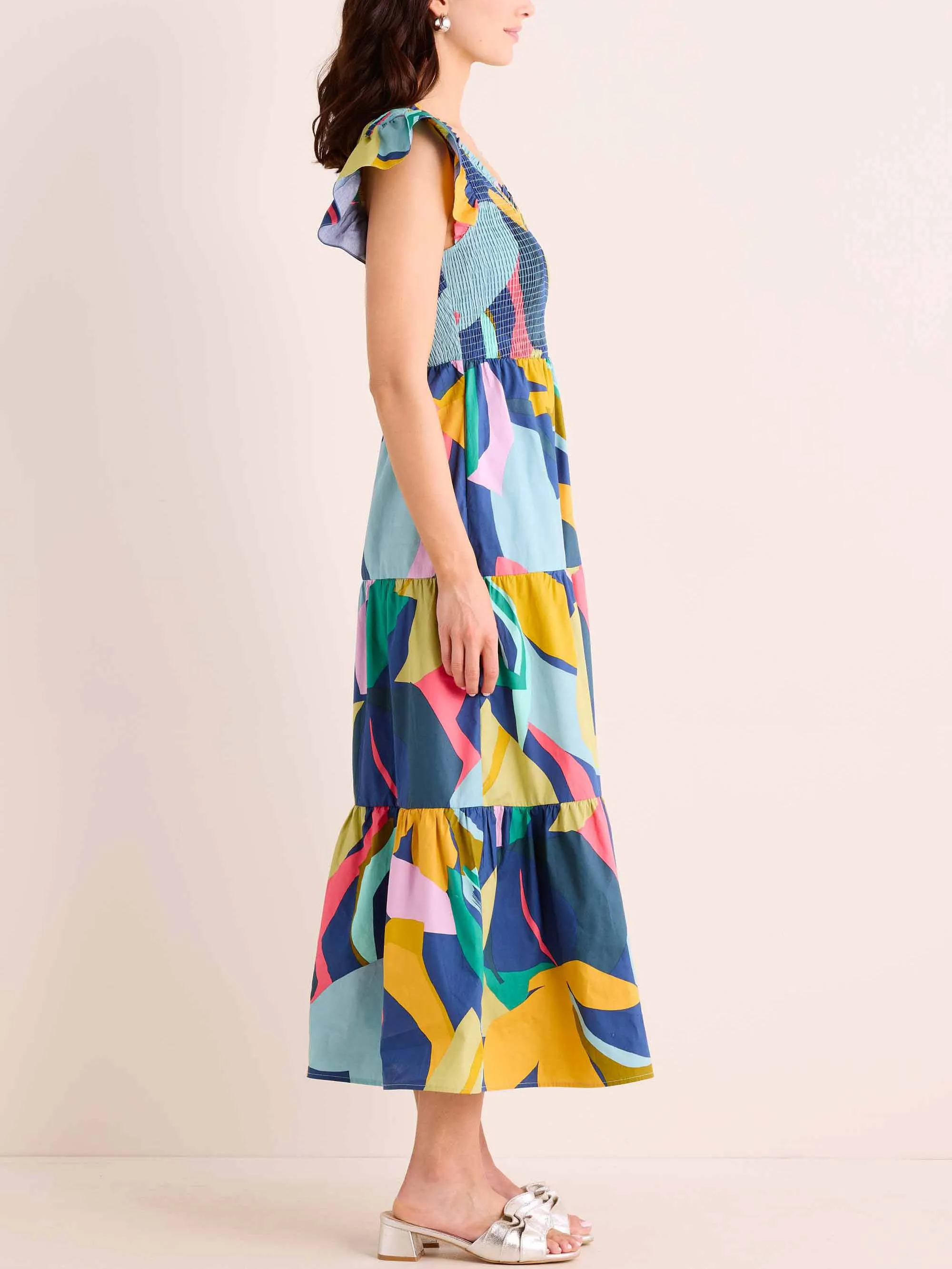 V-neck Printed Maxi Dress