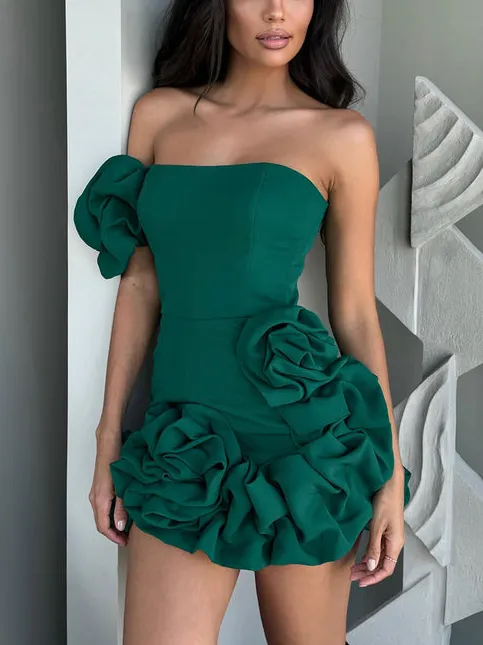 Elegant Ruffle Bodycon Mini Dress