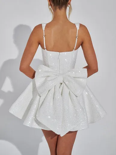 Elegant Square Neck A-Line Mini Dress