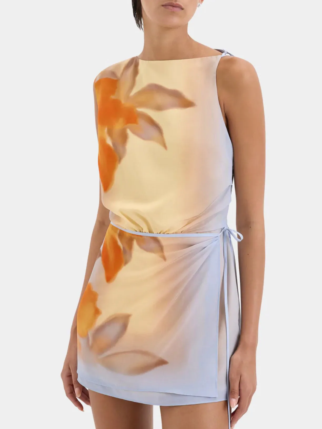 Sexy Open Back Floral Print Mini Dress