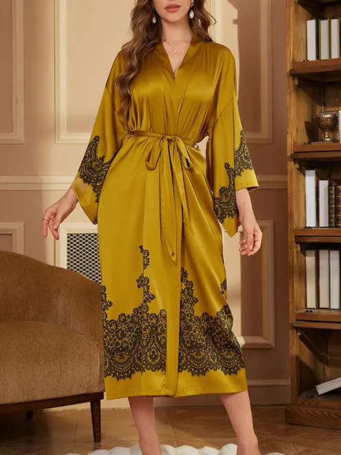 Printed Satin Nightrobe