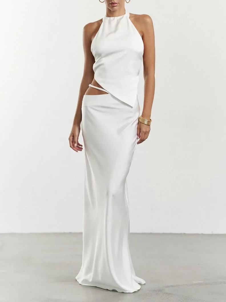 Halter neck backless irregular tube top