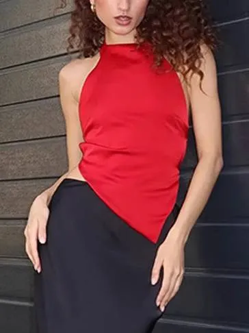 Halter neck backless irregular tube top