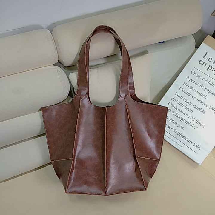 Oil Wax Leather Large Capacity Tote Bag