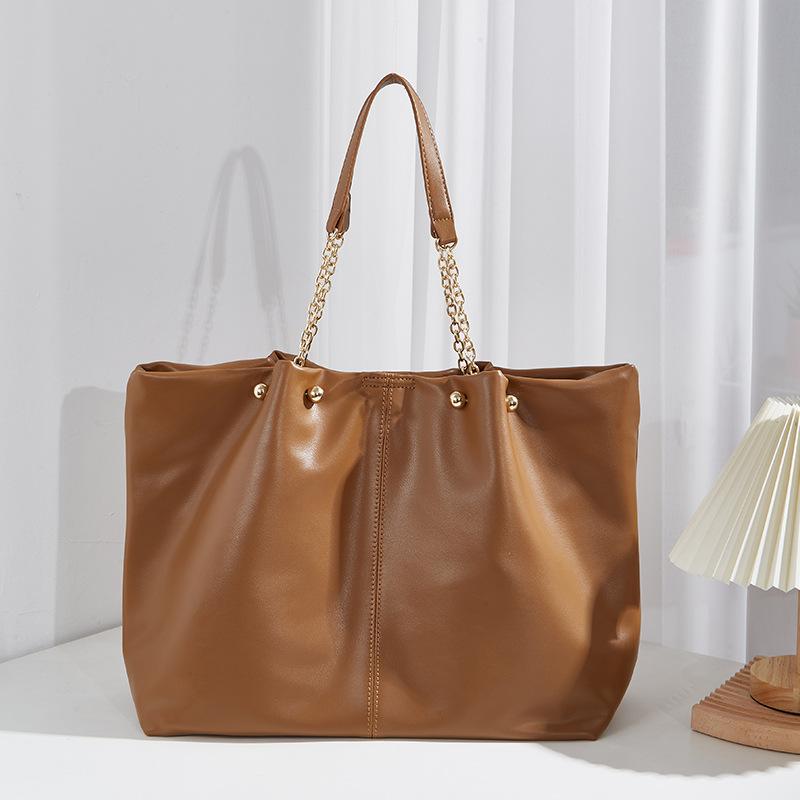 Women's Bag 2022 New Tide Soft Leather Tote Bag Large Capacity Small Texture College Students Class Portable Shoulder Bag