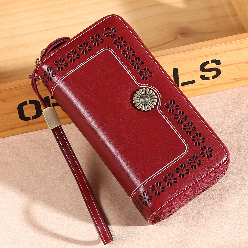 Women's Wallet Leather Long Double Zip
