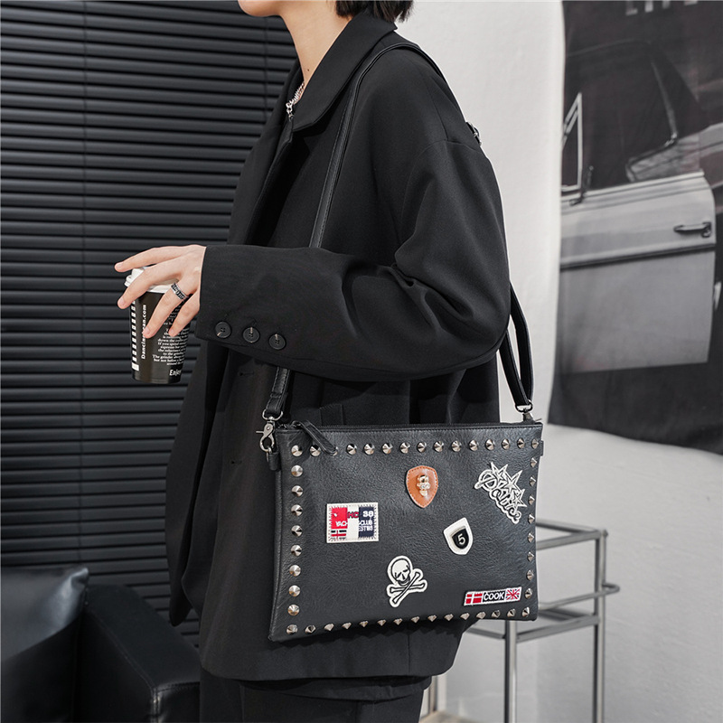 New Original Black Rivet Single Shoulder Crossbody Bag