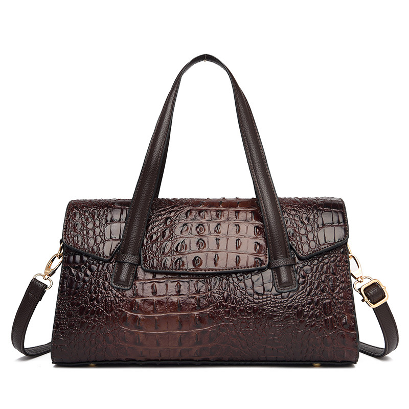 Ladies Fashion Crocodile Large Shoulder Crossbody Tote