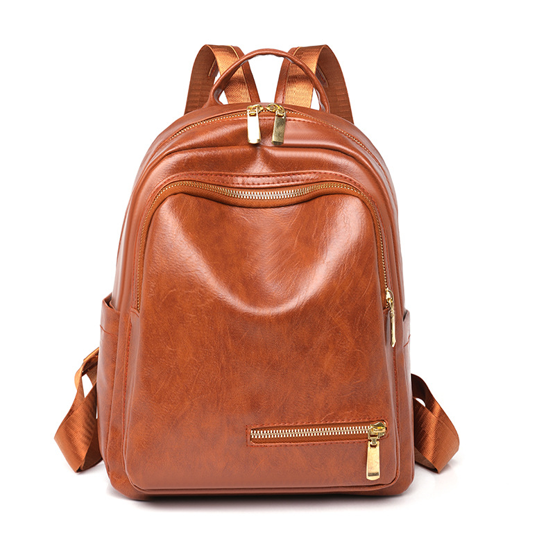 Women's Double Shoulder Simple Leather Bag