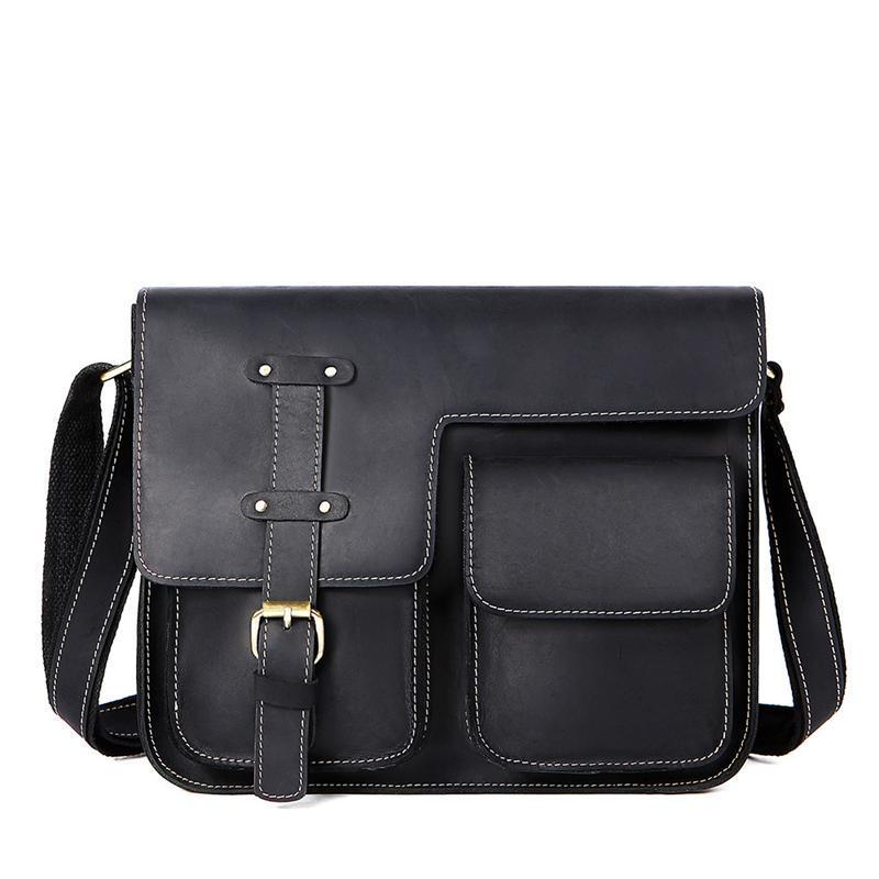 Men's High Quality Leather Shoulder Bag Buckle Closure Crossbody Bag