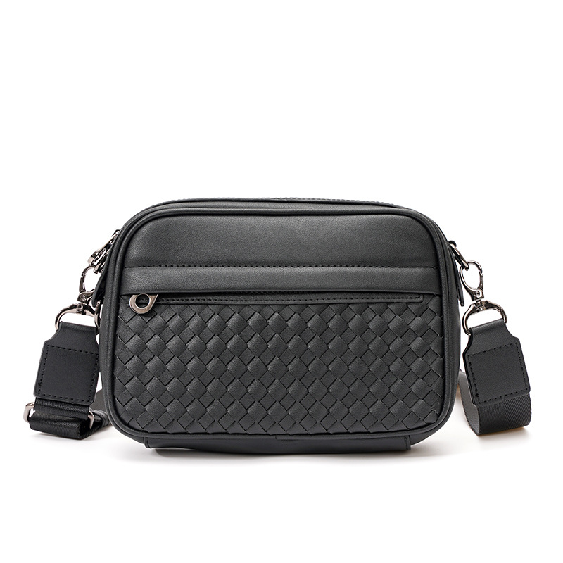 Trendy Simple Hand-woven Small Square Bag For Young Street Men With One Shoulder