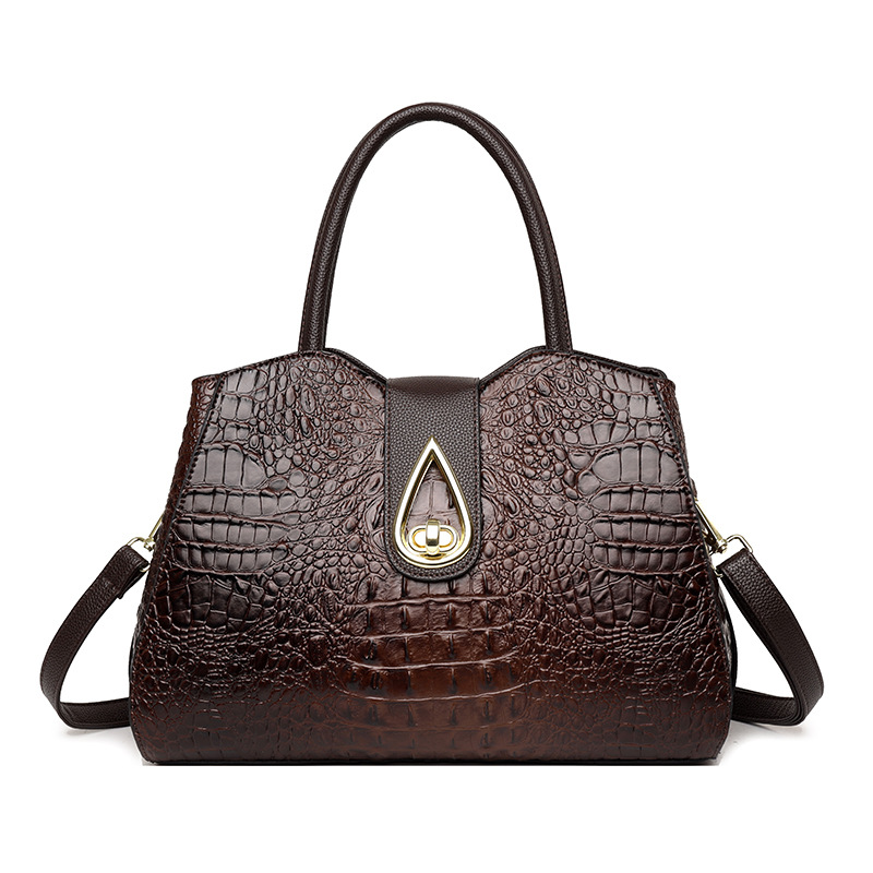 Crocodile Embossed Fashion Simple Middle-aged Mother Portable Shoulder Bag