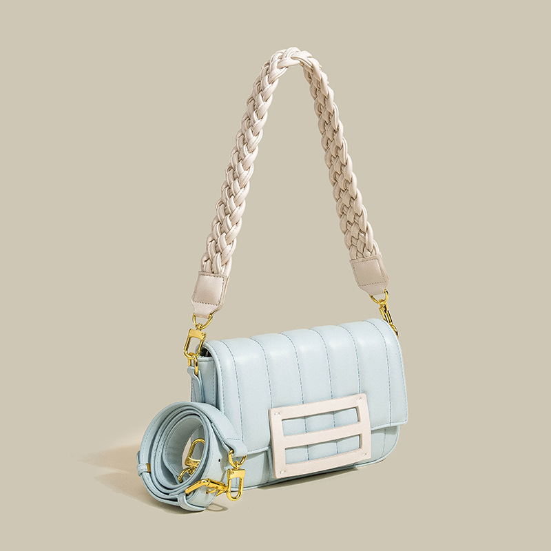 Contrast Woven Broadband Single Shoulder Crossbody Bag