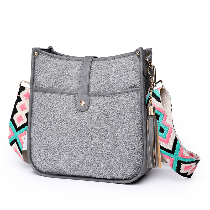 Women Plush Crossbody Bags Shoulder Bucket Bags