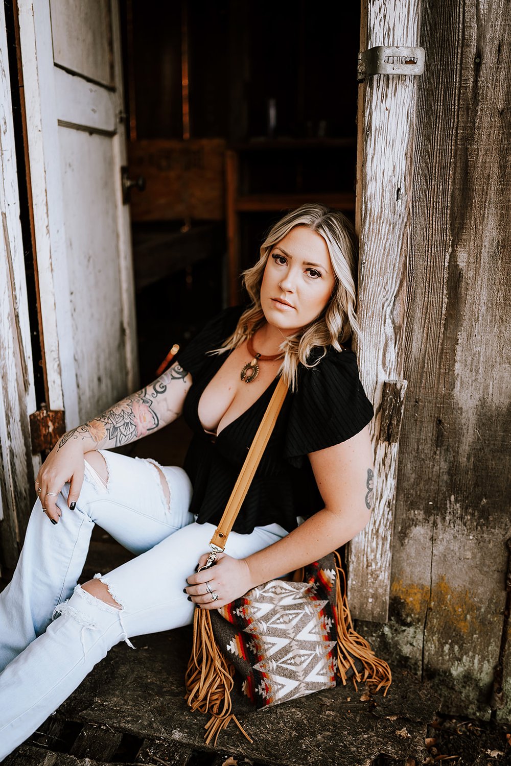 SOUTHWESTERN FRINGE BAG IN PACIFIC CREST + CARAMEL LEATHER