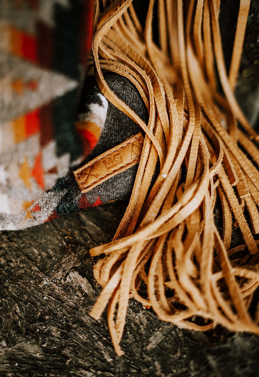SOUTHWESTERN FRINGE BAG IN PACIFIC CREST + CARAMEL LEATHER