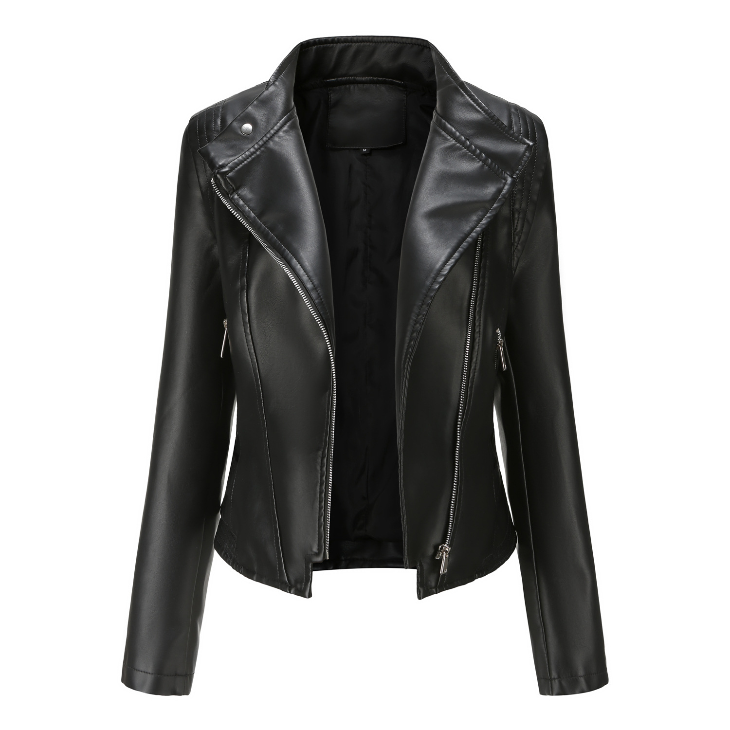Ladies' Slim Leather With Lapel