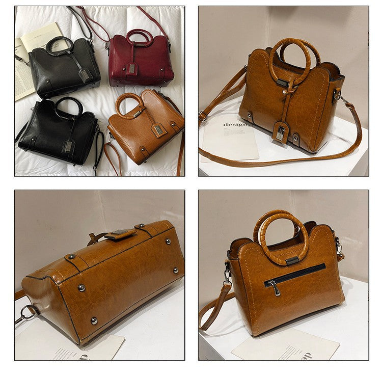 Fashionable oilskin versatile women's single shoulder diagonal women's bag