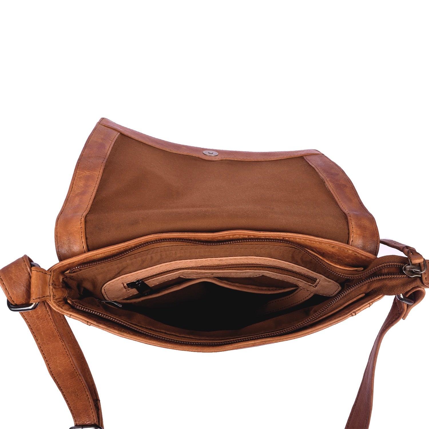 Cognac Monroe Leather Concealed Carry Crossbody Purse