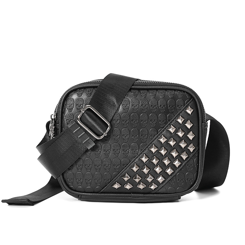 Fashion Personality Rivet Slung Ghost Head Small Square Bag