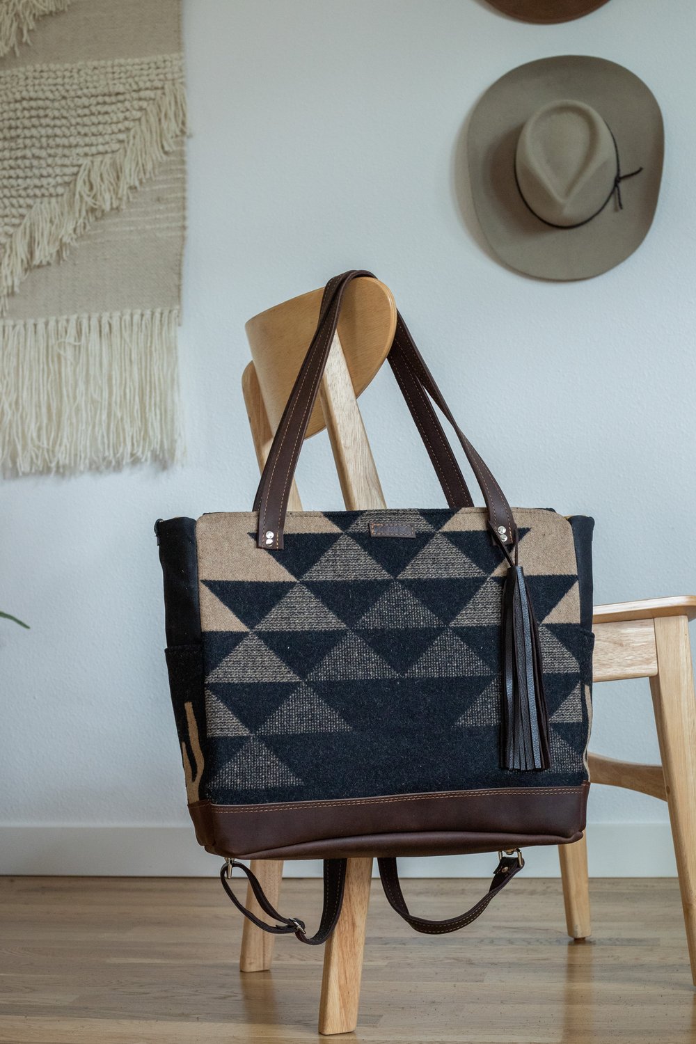 UNISEX DIAPER BAG LARGE TOTE IN GEOMETRIC THUNDERBIRD