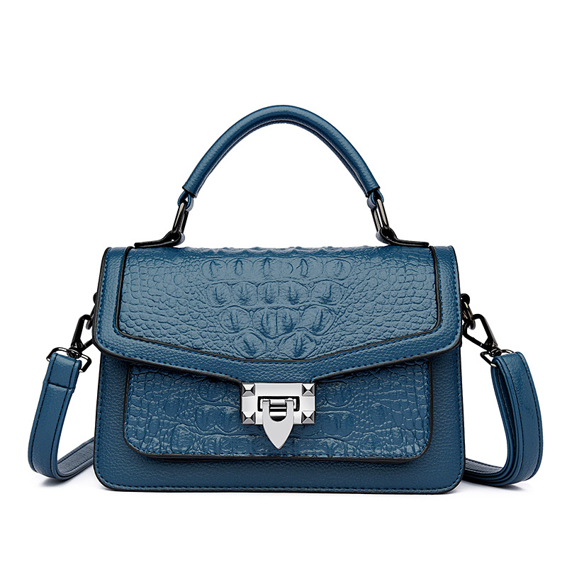 Crocodile Handheld Lock Textured Women's Bag