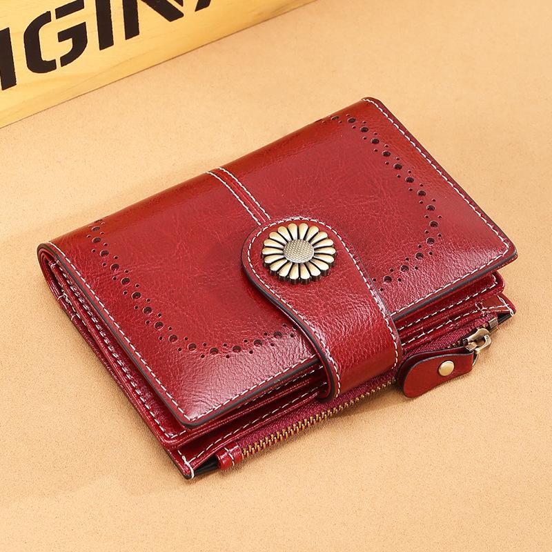 Women Wallet Genuine Leather Bifold Purse