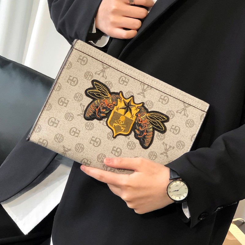 Vintage Men's And Women's Personalized Embroidery Pattern Holding Envelope Bag