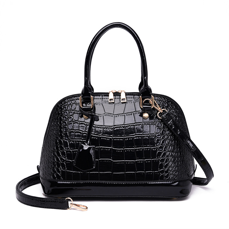 Crocodile-Embossed Single-Shoulder Crossbody Tote
