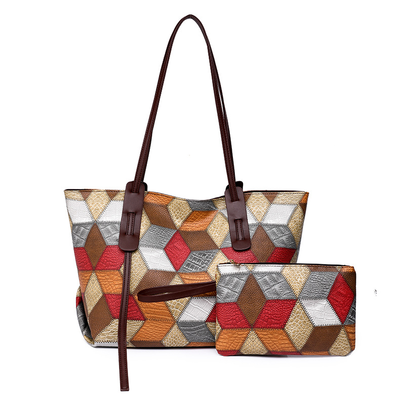 New Fashion Casual Stitching Contrast Tote Mother Hand-held Crossbody Bag