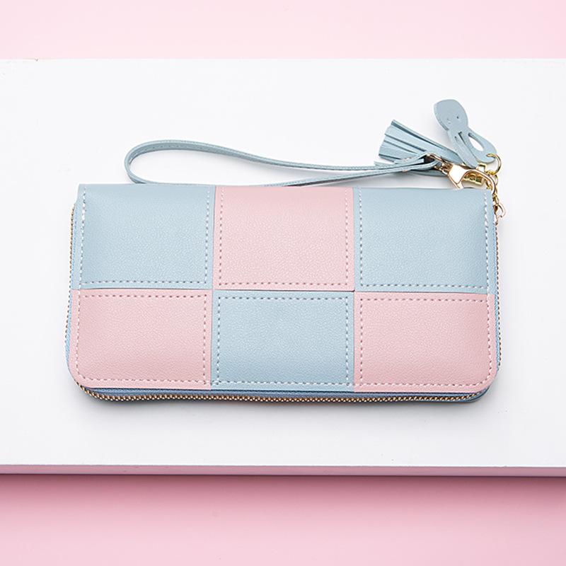 Fashion Wallet Long Girl Bag New Contrast Zipper Carry Wallet Card Bag