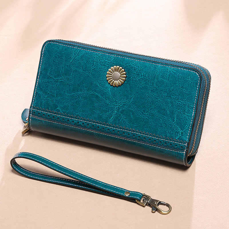Leather Ladies Wallet Long Double Zip