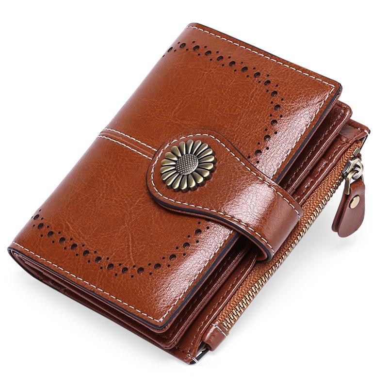 Women Wallet Genuine Leather Bifold Purse