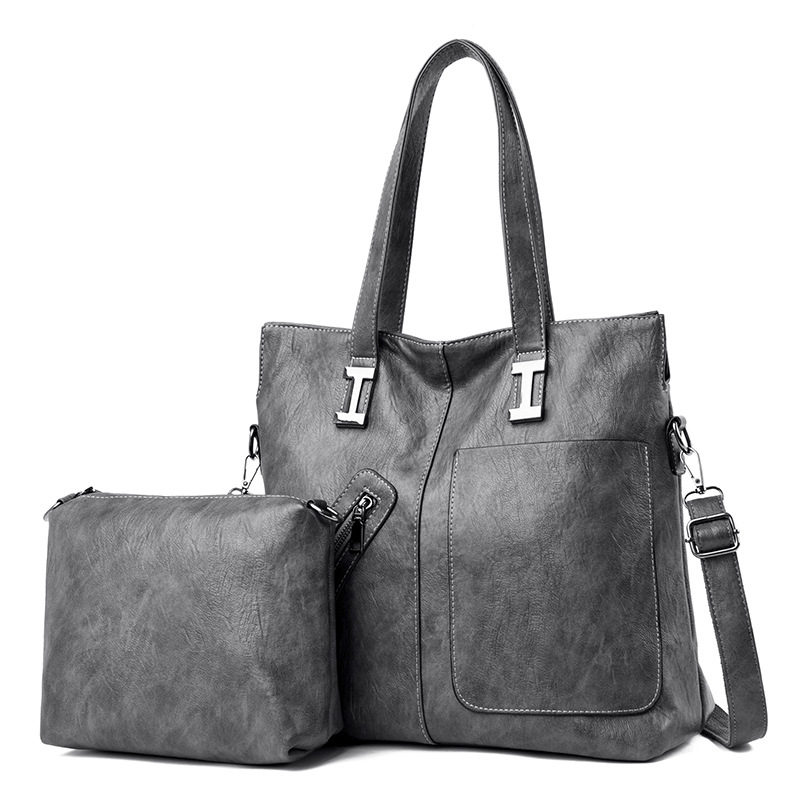 Large-capacity Slung Middle-aged Ladies Casual Soft Leather Shoulder Bag