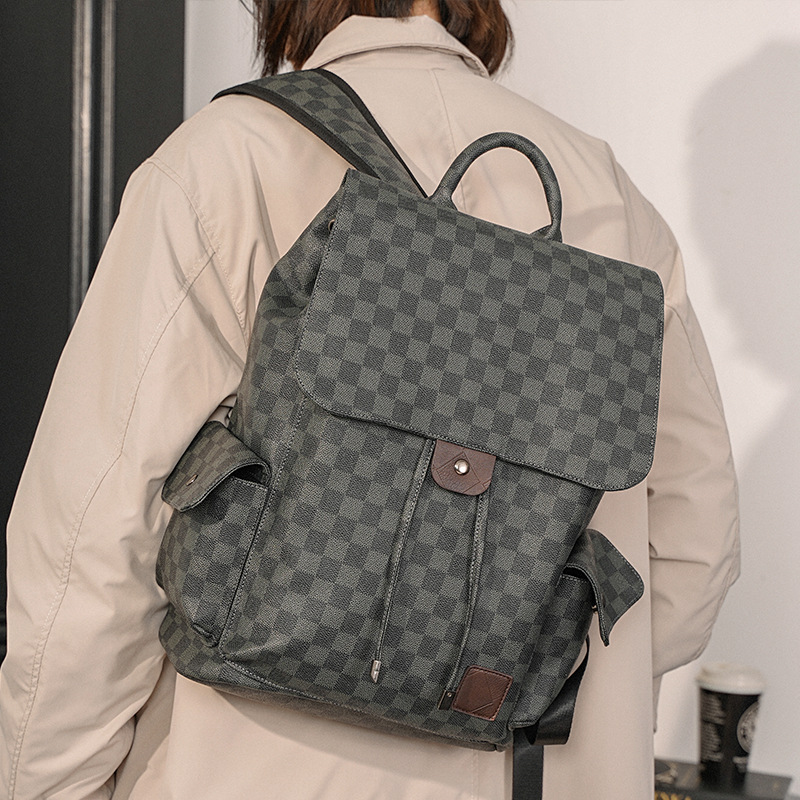 2023 New Large Capacity Plaid Drawstring Backpack