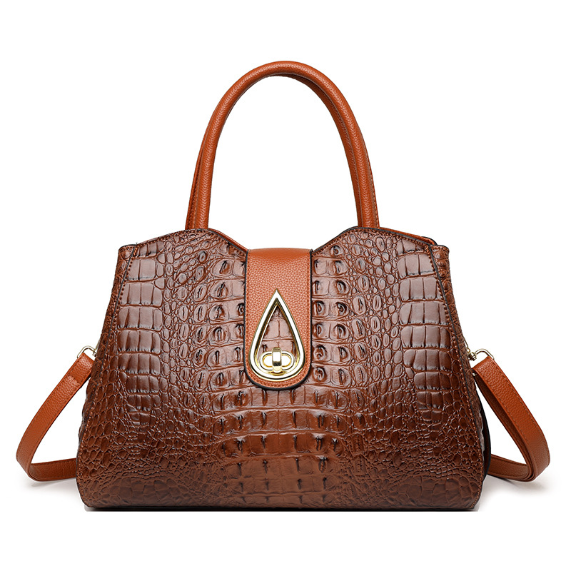 Crocodile Embossed Fashion Simple Middle-aged Mother Portable Shoulder Bag