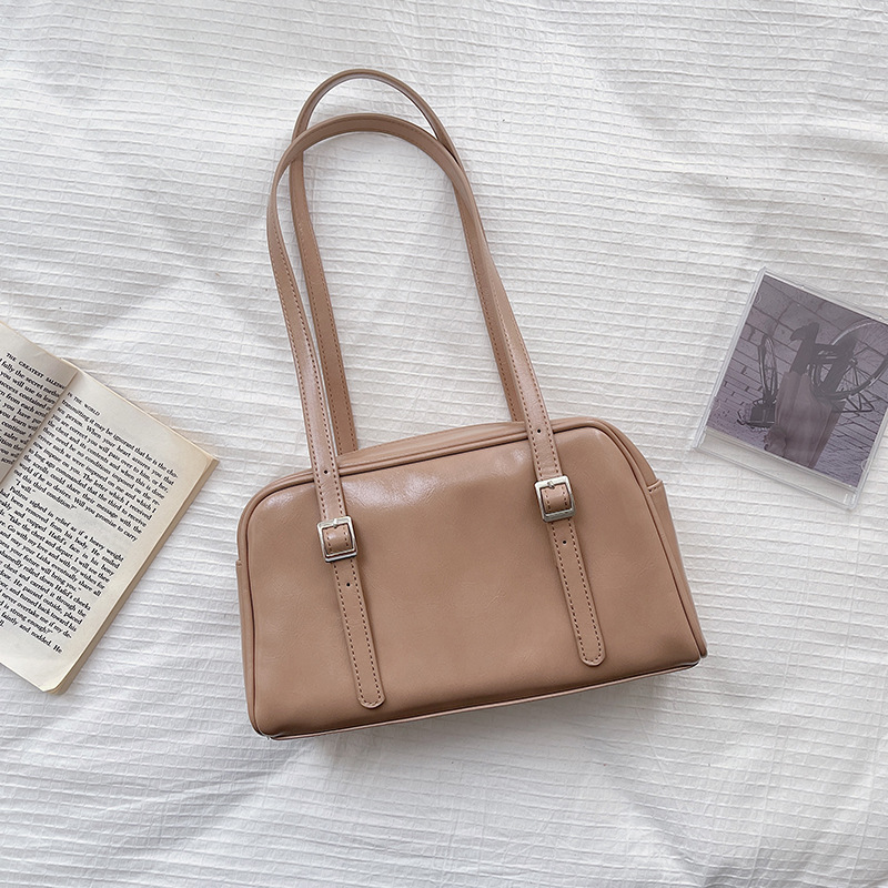 Large Shoulder Retro Bright Leather Tote Bag