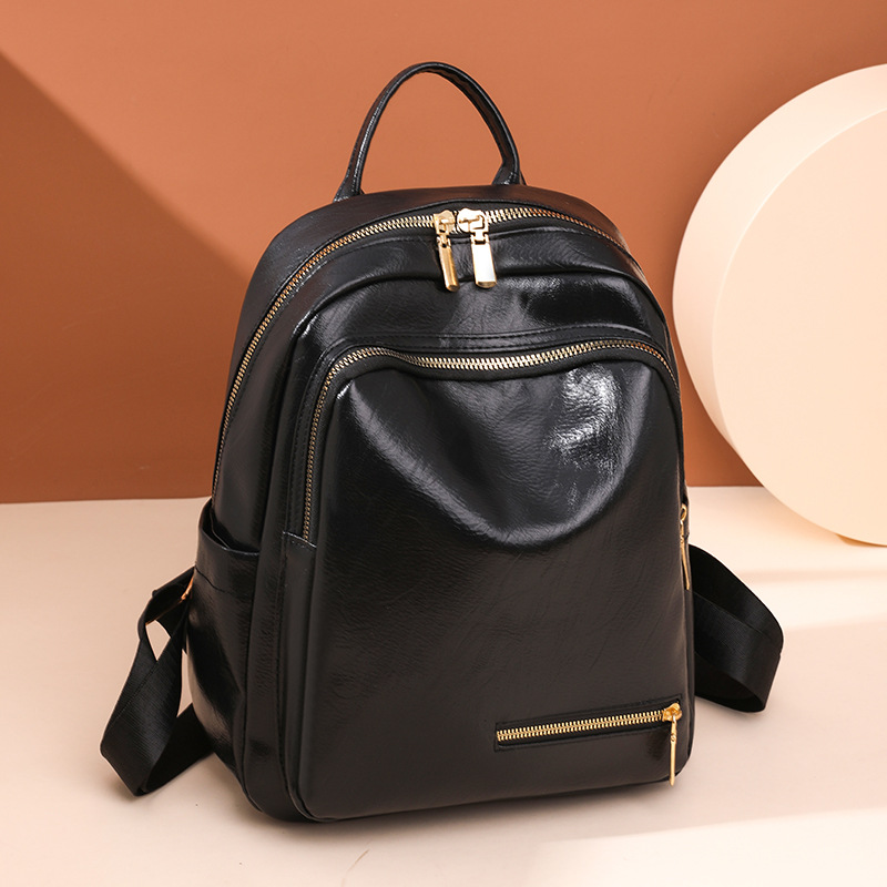 Women's Double Shoulder Simple Leather Bag