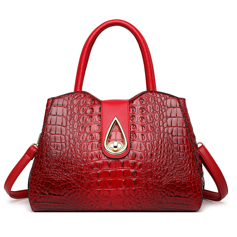 Crocodile Embossed Fashion Simple Middle-aged Mother Portable Shoulder Bag