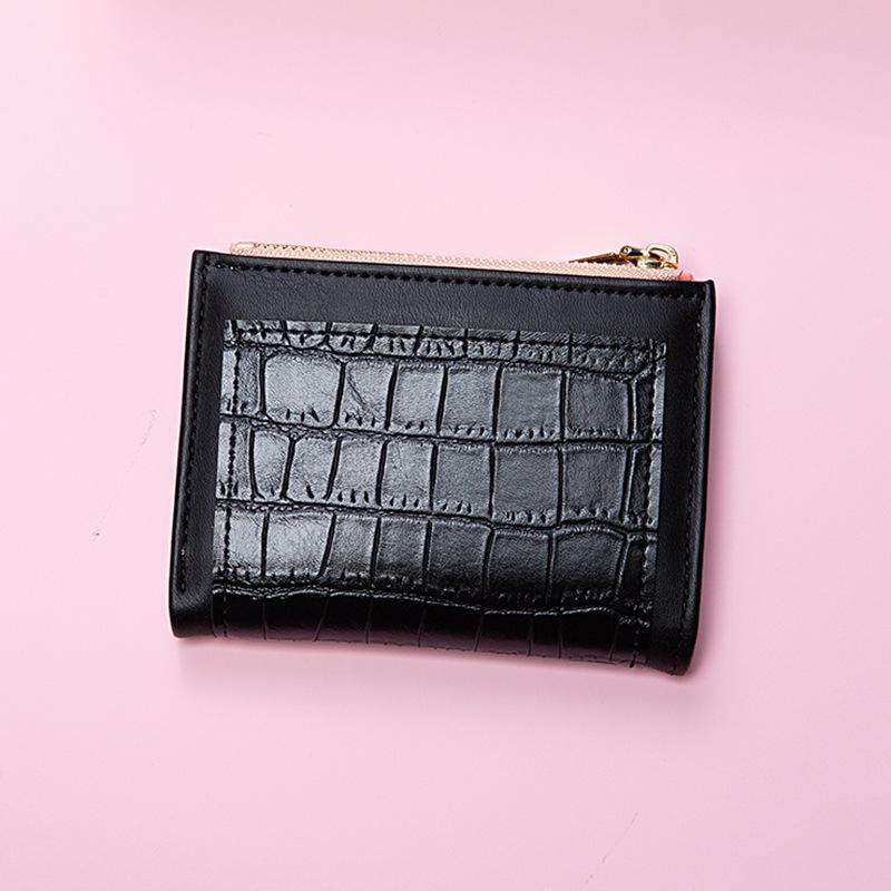 Fashion Women's Small Wallet Short Zipper Folding Stone Pattern Women's Wallet